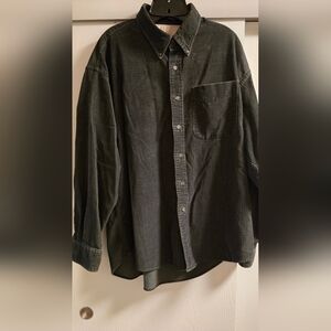 Haggar Olive Green Long-Sleeve Button-Down Shirt